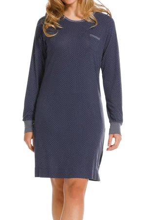Pastunette Dames nachthemd NOS - Dark Blue - Viscose - Donkerblauw - Lange mouw