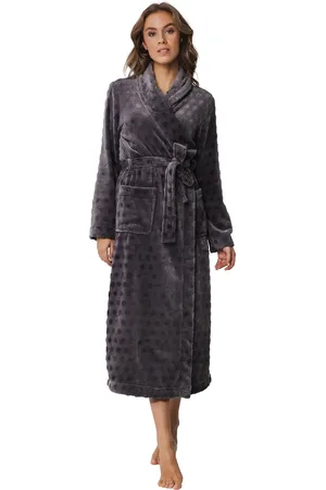 Pastunette Dames Badjas Fleece - - Morning Gown - Extra lange warme ochtendjas- Sjaalkraag - Ceintuur