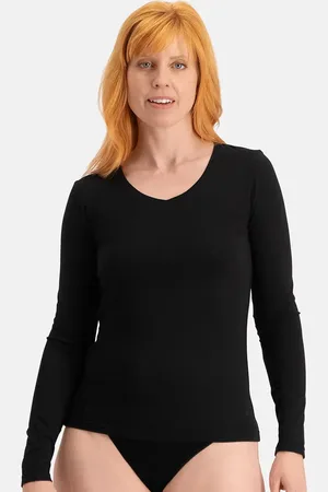 Bamboo Basics 2-pak dames shirts lange mouw V-hals - Liv - Comfortabel Bamboe ondershirts
