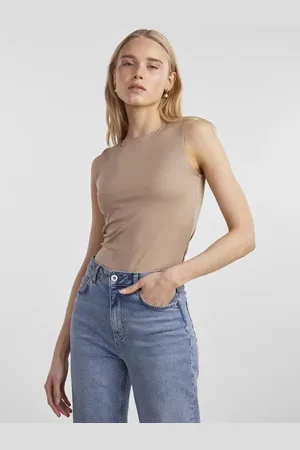 Pieces® Body hoge hals - Neja - Bodysuit mouwloos - Body zonder mouwen - Naadloos - witte body - zwarte body
