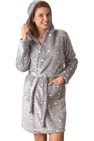 Cocodream Cocodream dames badjas fleece - Dots - Warme winter ochtendjas - Badjassen dames