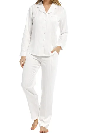 Pastunette Deluxe dames pyjama satijn - Snow - Dames nachtkleding lange mouw - satijnen pyjama dames