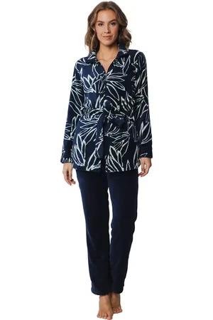 Pastunette Huispak Dames Fleece - Donkerblauw - Warm winter 2-delig pyjama pak