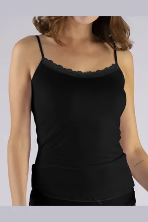 Nina Von C. Dames spaghetti hemd kant - Modal - Kanten onderhemd met smalle bandjes - Luxe singlet