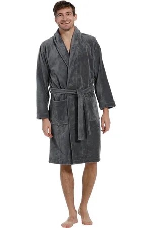 Pastunette Heren badjas Fleece/badstof - Grey - Katoenen ochtendjas grijs