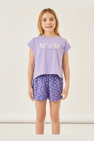 NAME IT Meisjes shortama - Butterfly - Katoenen meisjes zomer pyjama - maat 110/116