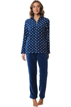 Pastunette Huispak Dames Fleece - Donkerblauw pyjama pak met rits - Warm