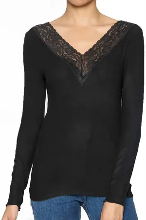 Pieces® Dames shirt Kant lange mouw - Siri - Viscose dames ondershirt lange mouw
