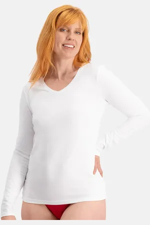 Bamboo Basics 2-pak dames shirts lange mouw V-hals - Liv - Comfortabel Bamboe ondershirts