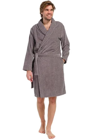 Pastunette Heren badjas Velours - 115CM - Grey - Warme winter badjas