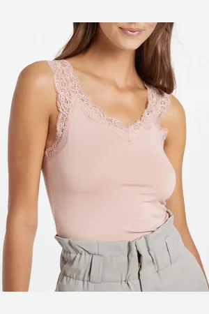 Pieces® Hemdje met kant - Lace Top - Barbera - Viscose kanten onderhemd - Singlet met brede bandjes - Zwart - Huidskleur - Wit - Lingerie top