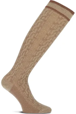 Marcmarcs Dames kniekous - Courtney - Hoge beige katoenen dames sokken