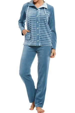 Pastunette Velours huispak - Cadat Blue - Nos - Warm winter pyjama pak dames