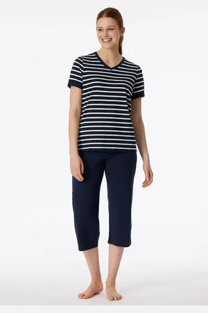 Schiesser Dames pyjama korte mouw - Casual Essentials - Katoenen capri pyjama