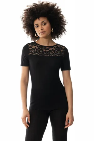 Mey Wollen Thermoshirt korte mouw dames - Kant - Wool Love - Luxe en chique thermo ondershirt