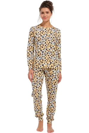 Rebelle Dames pyjama - Yellow Panter - 100% katoenen panter pyjama