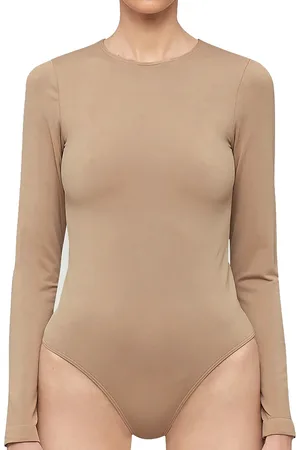 Pieces® Body lange mouw - PCNEJA - Bodysuit naadloos - Ronde hals - Zwart - - Witte body