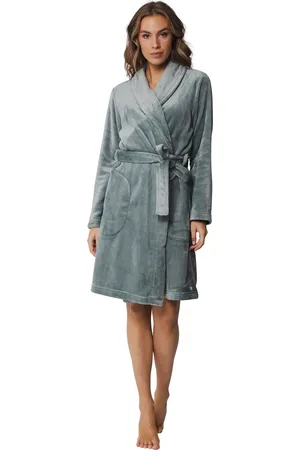 Pastunette Dames Badjas Fleece - - Warme winter ochtendjas - Sjaalkraag - Ceintuur