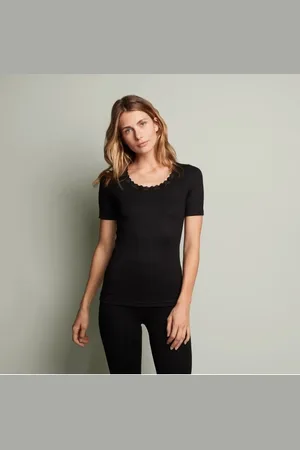 Ten Cate Dames thermo shirt korte mouw - Kant - Warm thermo ondergoed dames - Diepe hals