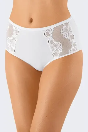 Nina Von C. Dames maxi-taille slip kant - Hoge kanten dames slip - Elastisch katoenen onderbroek