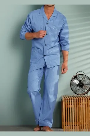 Robson Heren pyjama met gulp - knoopsluiting Martin - Klassieke senioren katoenen pyjama