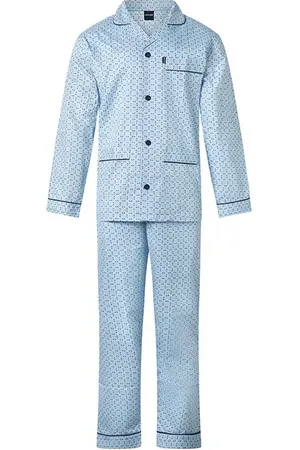 GENTLEMEN Katoenen heren pyjama met knoopsluiting - - Katoenen doorknoop pyjama lange mouw
