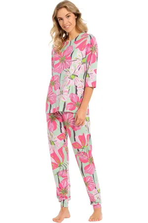 Pastunette Dames pyjama - Summer Pink Flower - Zomer pyjama katoen korte mouw
