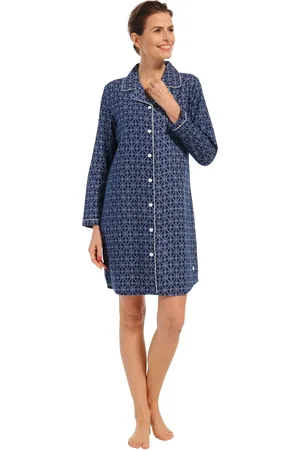 Pastunette Nachthemd dames Flanel - Classic Blue - Katoenen nachtjapon
