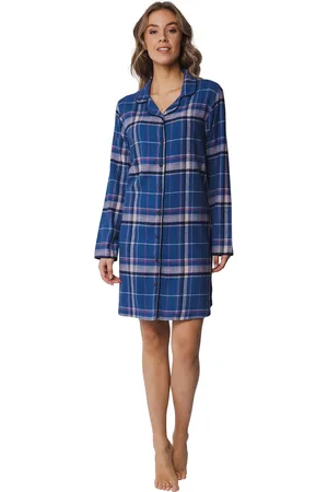 Pastunette Rebelle Flanellen dames nachthemd lange mouw - geruit - 100% katoen