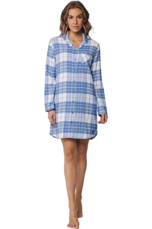 Pastunette Rebelle Flanellen dames nachthemd lange mouw - geruit - 100% katoen
