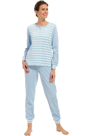 Pastunette Dames pyjama Badstof - Blue Stone - Warme pyjama maat 52