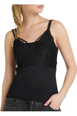 Pieces® Dames hemd kant - Lace top Nichelle - Dames kanten onderhemd - Microfiber spaghetti bandjes