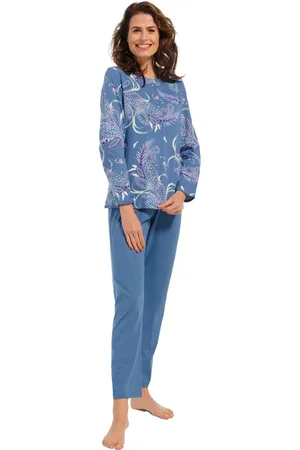 Pastunette Dames pyjama - Blue Flower - katoenen pyjama maat 36