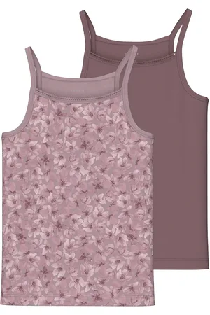 NAME IT 2-pak meisjes hemdjes - Mauve Flower - meisjes onderhemd - Singlet