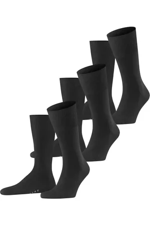 Falke 3-paar heren wollen sokken - Airport - Hoge wollen kousen - Anti slip sokken - Vliegtuig sokken- Reis kousen
