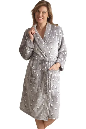 Cocodream Cocodream dames badjas fleece - Stars - Warme winter ochtendjas