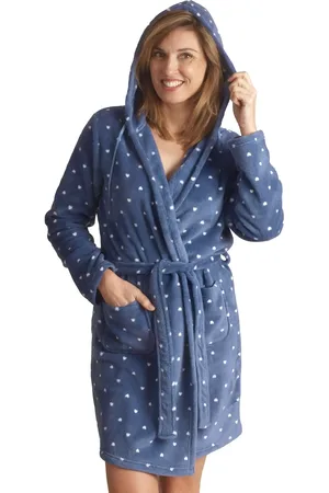 Cocodream Cocodream dames badjas fleece - Stippel - Warme winter ochtendjas