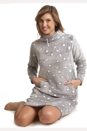 Cocodream Cocodream Fleece nachthemd dames - Night - Warm winter nachthemd - Hoge hals - Lange mouwen