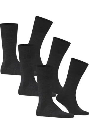Falke 3-paar heren wollen sokken - Airport - Hoge wollen kousen - Anti slip sokken - Vliegtuig sokken- Reis kousen