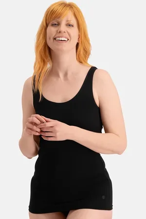 Bamboo Basics 2-pak Extra lange hemden dames - brede band - Anna - Extra ang dames onderhemd - wit en singlet