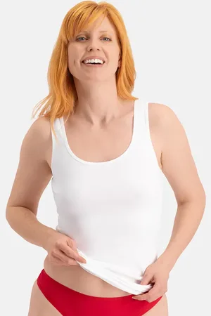 Bamboo Basics 2-pak Extra lange hemden dames - brede band - Anna - Extra ang dames onderhemd - en zwart singlet