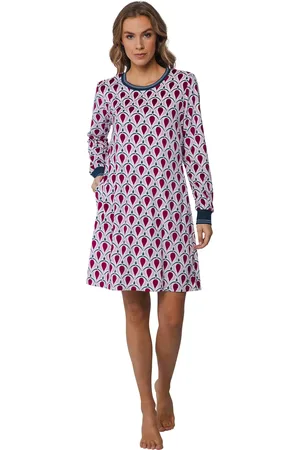 Pastunette Fleece dames nachthemd - lange mouwen - Winter nachtjapon lange mouwen