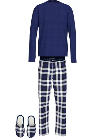 Tommy Hilfiger Heren Pyjama + Slippers - Giftset - Katoenen mannen pyjama - Nachtkleding