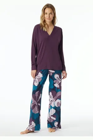 Schiesser Dames pyjama lange mouw - Modal flower - Maat - Luxe nachtkleding dames
