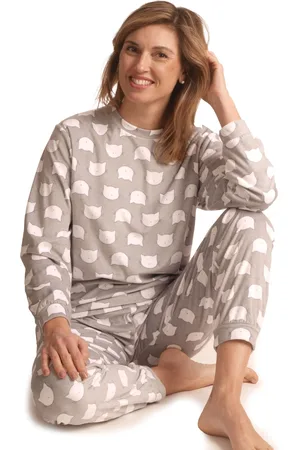 Cocodream Cocodream micro velours dames pyjama - Cats - Warme winter fleece pyjama dames