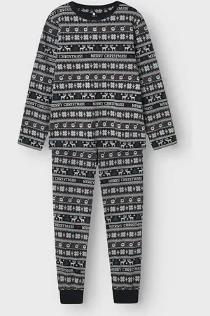 NAME IT Kinder pyjama - Kerstmis - Christmas - Grijze katoenen pyjama voor jongens en meisjes