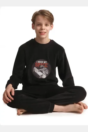 Outfitter Velours jongens pyjama - Warm Space - Warme winter kinder pyjama