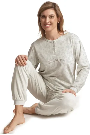 Cocodream Cocodream dames pyjama velours - Fall in love - Warme winter pyjama