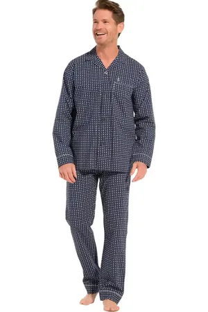 Robson Heren Pyjama katoen met knoopsluiting - Doorknoop heren pyjama 100% katoen