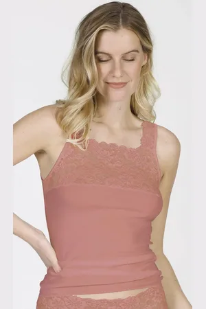 Nina Von C. Dames hemd kant biologisch katoen - Colours - Biologisch katoenen dames onderhemd - Singlet